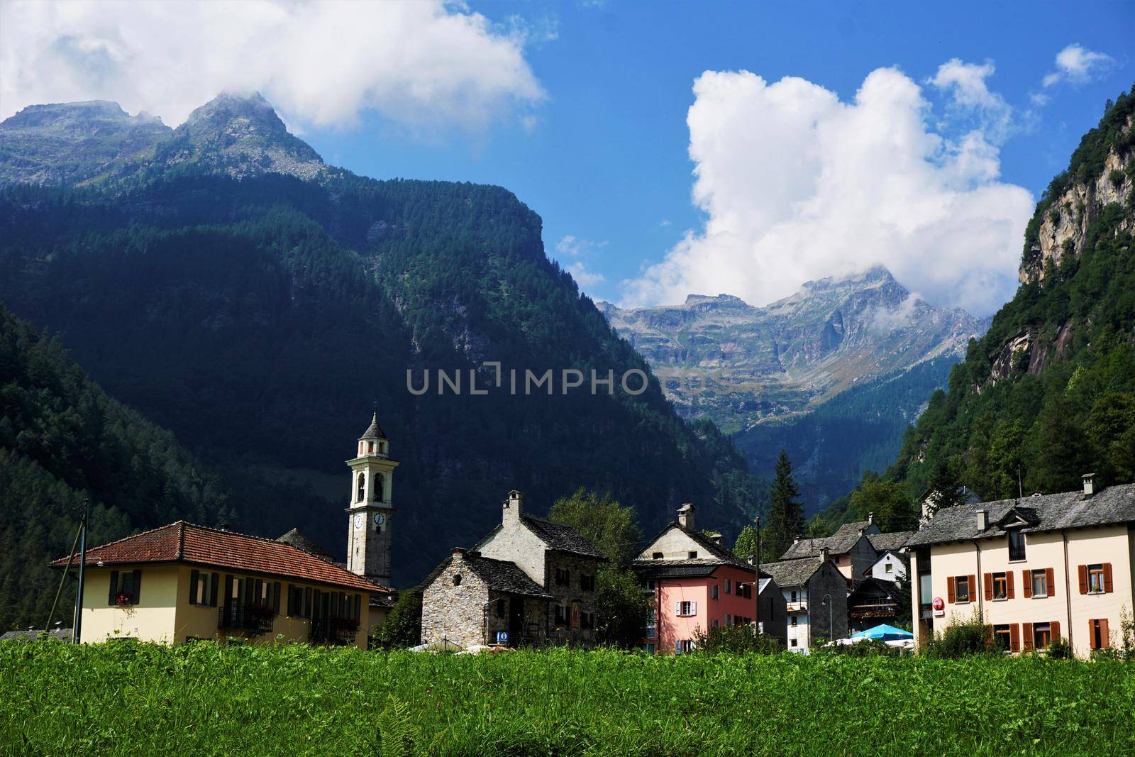 Beautiful view on the municipality of Sonogno in the Verzasca valley