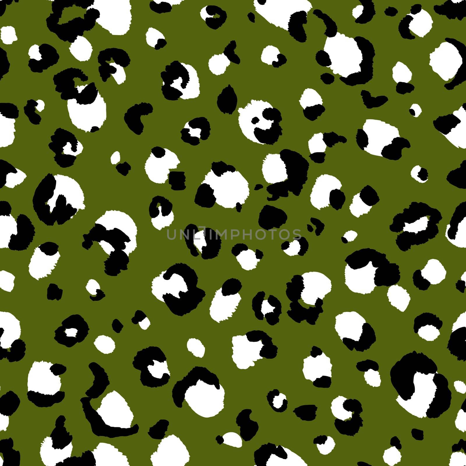 Abstract modern leopard seamless pattern. Animals trendy background. Green and black decorative vector stock illustration for print, card, postcard, fabric, textile. Modern ornament of stylized skin by allaku