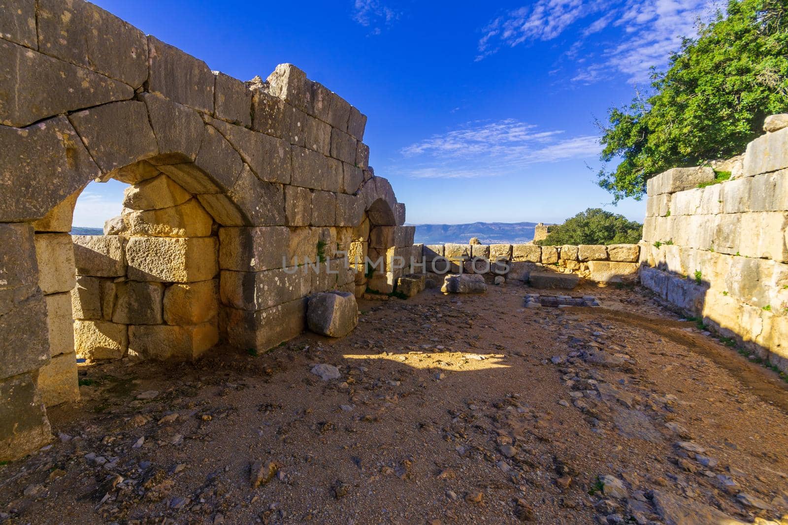 View of a guard tower, in the Medieval Nimrod Fortress, the Golan Heights, Northern Israel