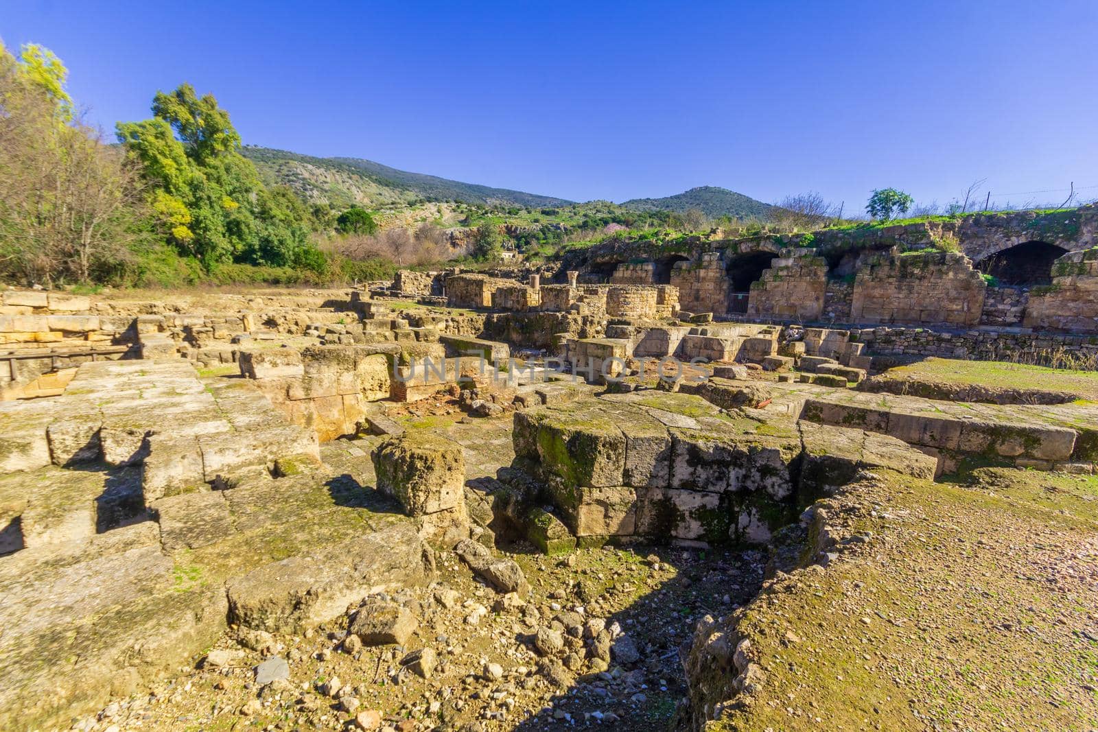 View of the remains of the palace of Agrippas II, in the Hermon Stream (Banias) Nature Reserve, Upper Galilee, Northern Israel