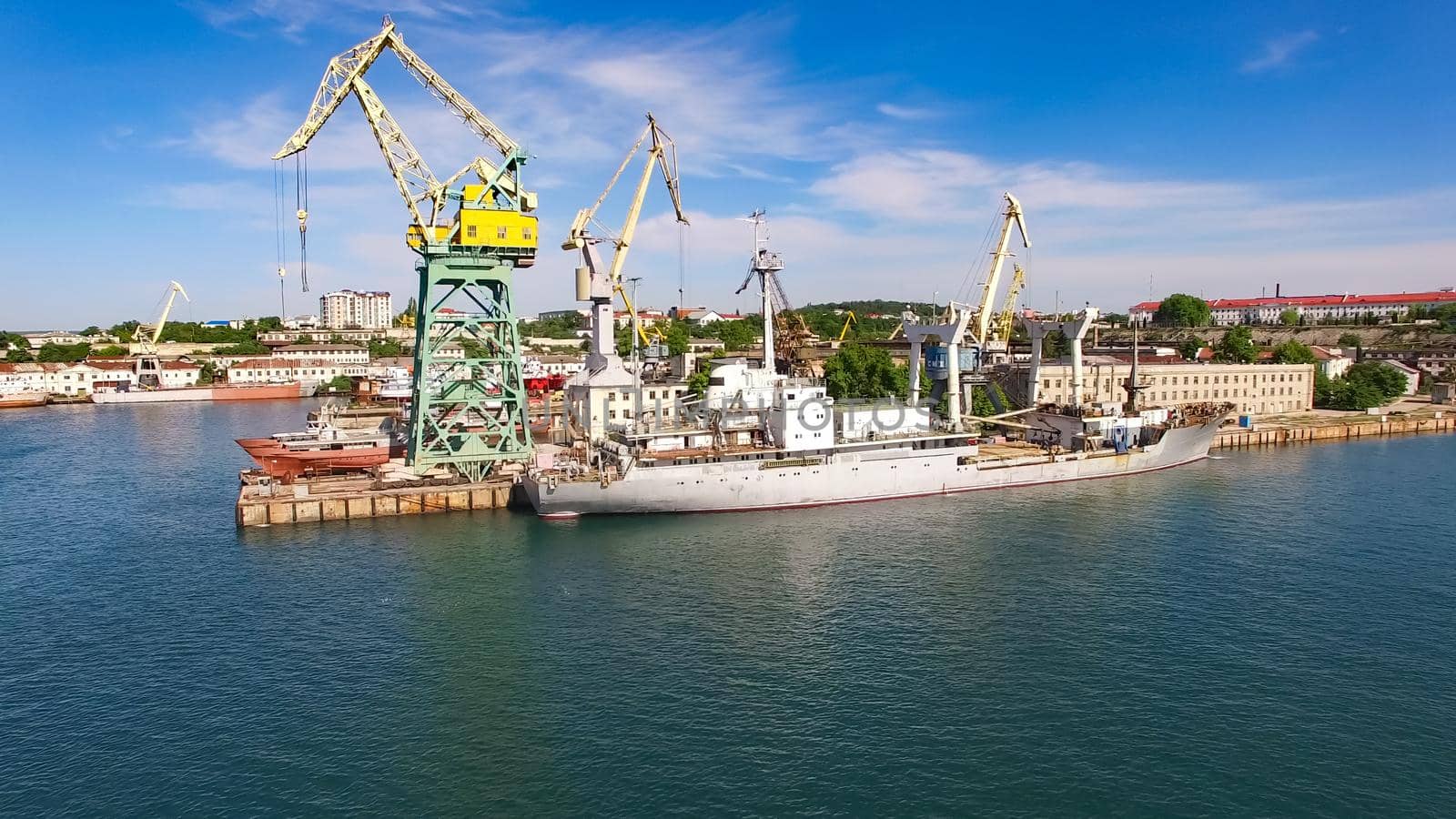 Sevastopol, Crimea. Aerial photography of the seaside city on a Sunny day.