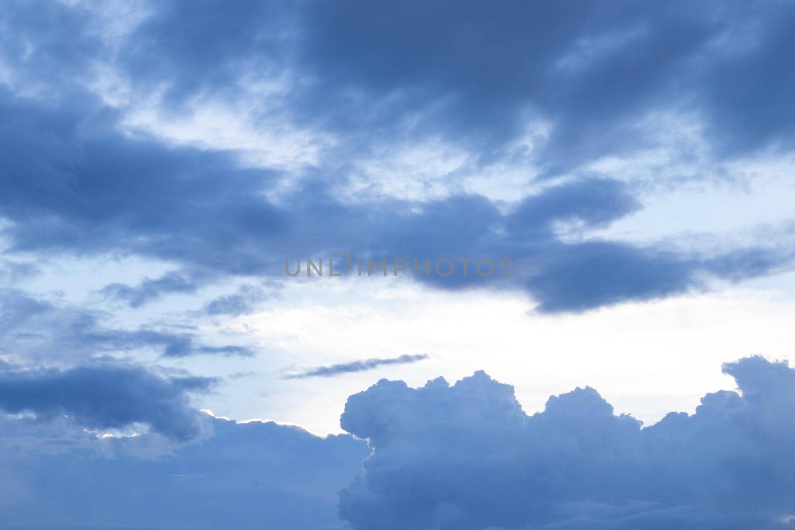 Dark cloudy sky twilight on rainy season.