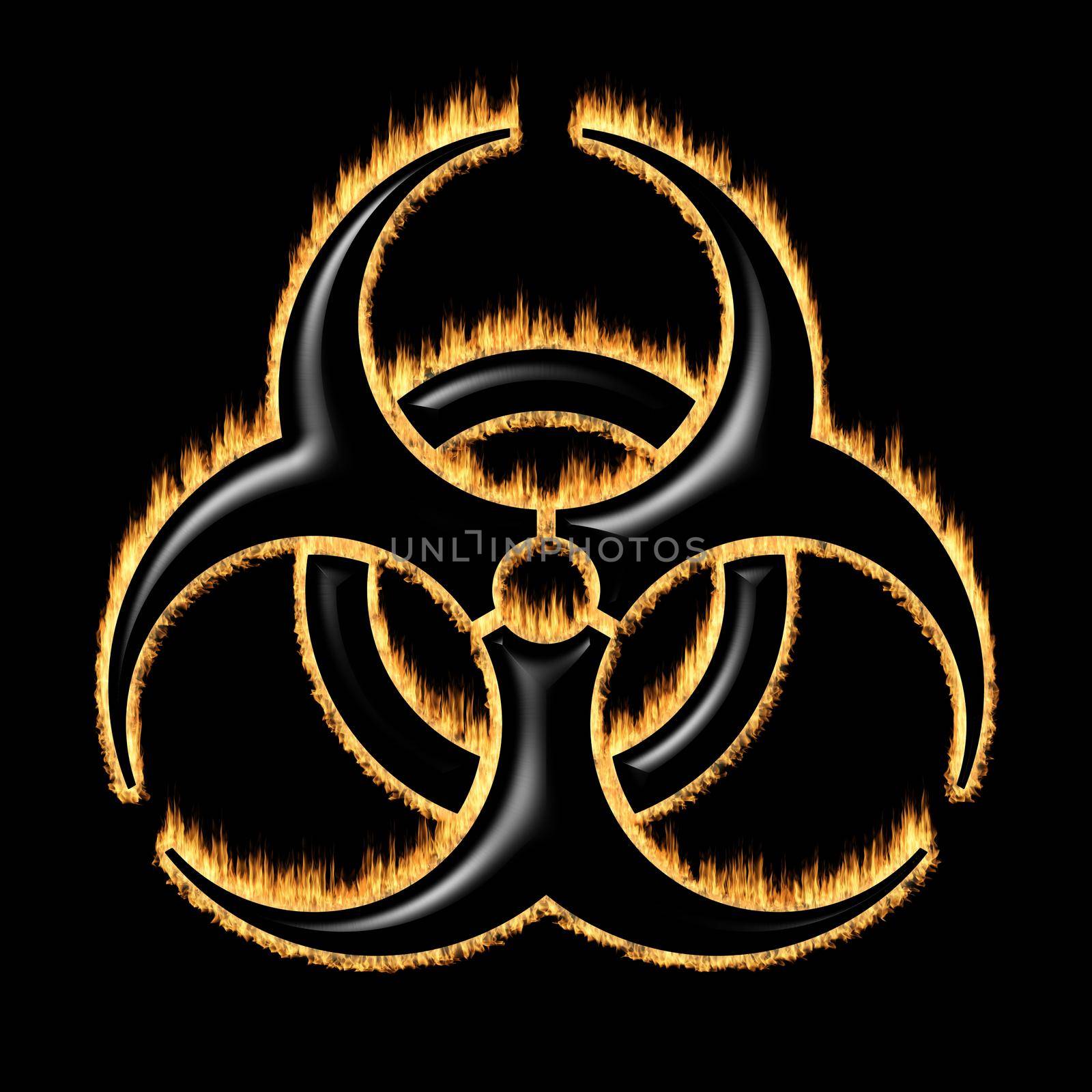 Burning warning sign of the biohazard - infected specimen