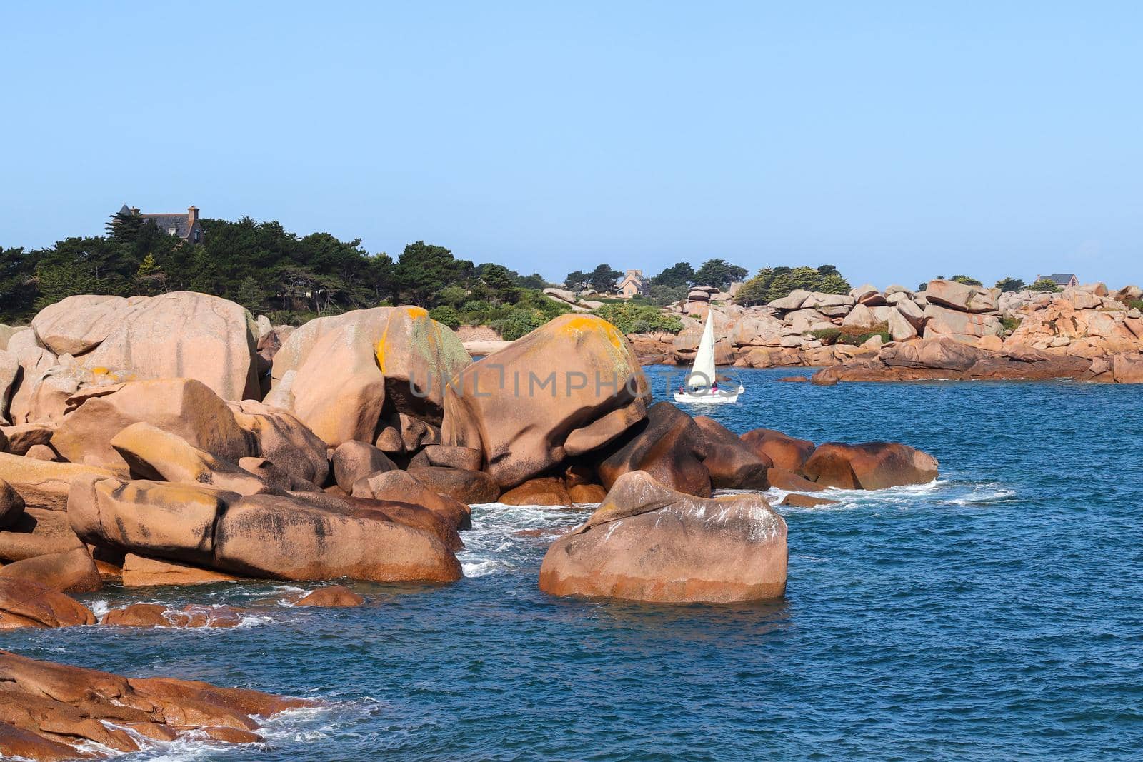 Boulders on the Pink Granite Coast in Brittany by Mibuch