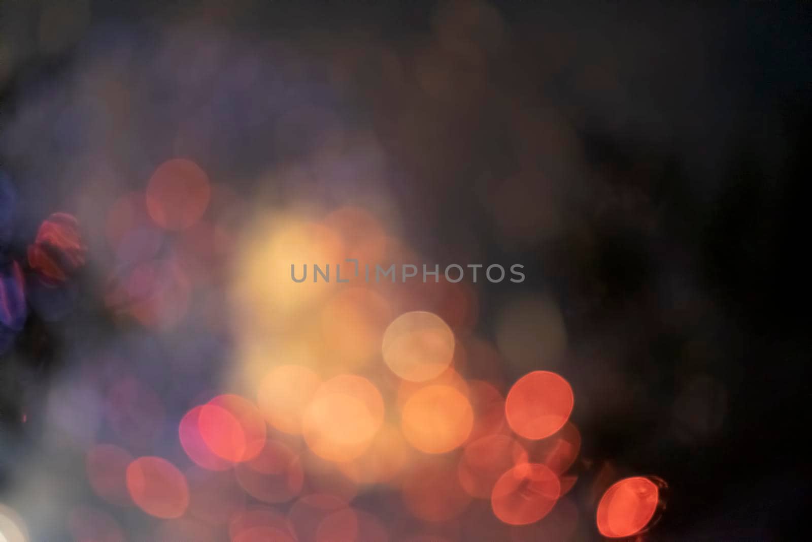 Abstract blurry background with bokeh fireworks.