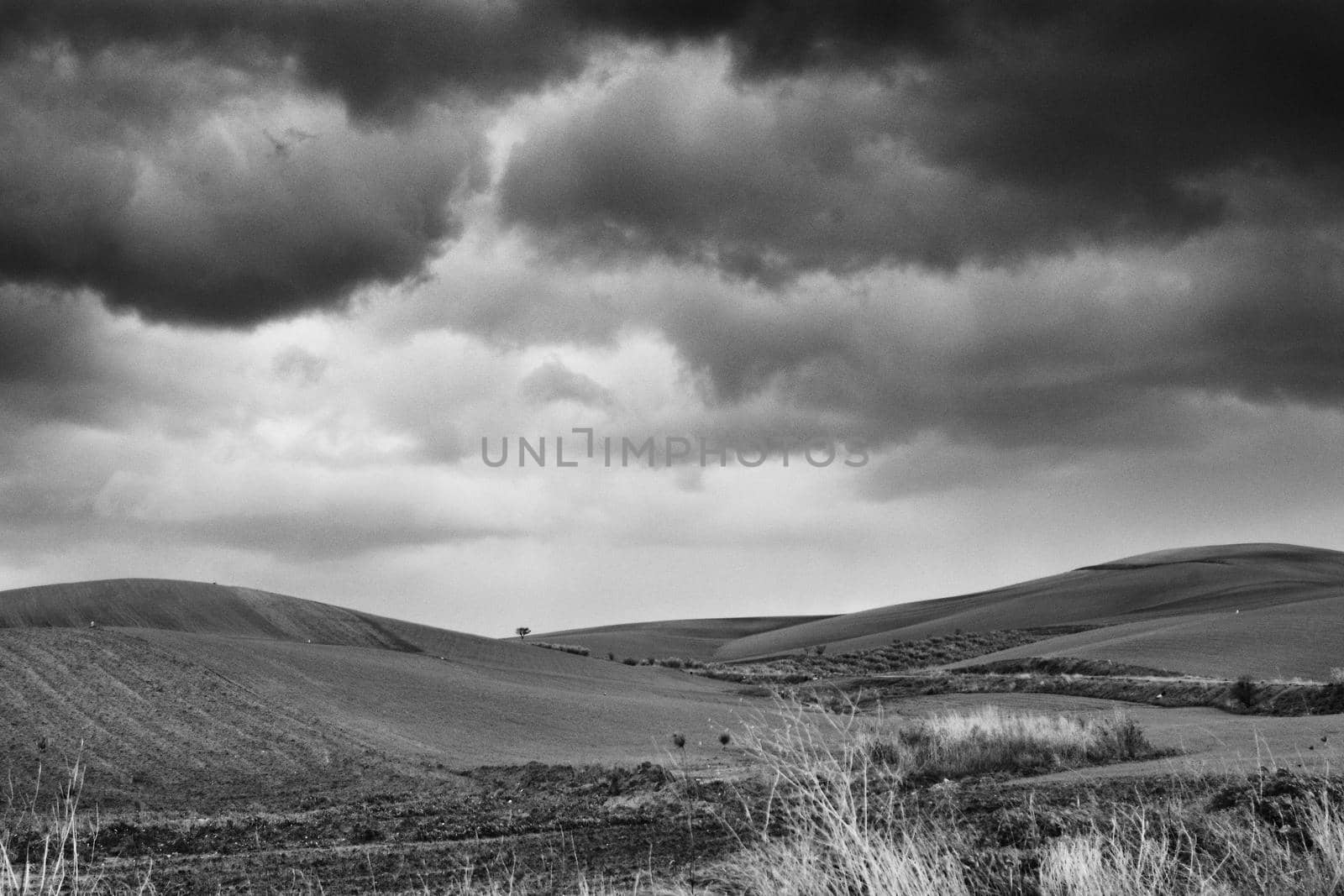 Lonely art nature hills landmark under stormy weather by lemar