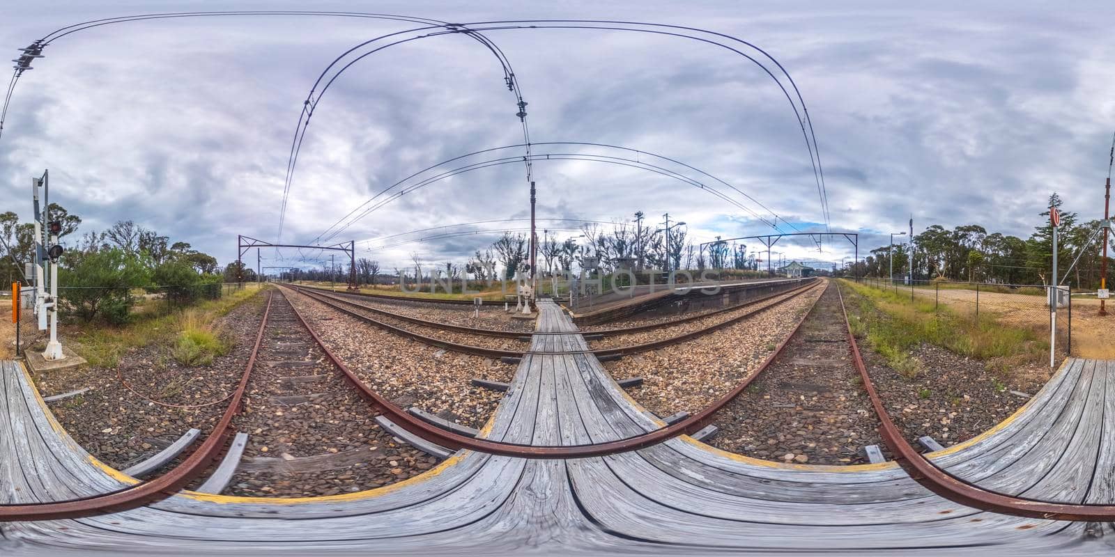 Spherical 360 panorama photograph of the Bell Railway Station in The Blue Mountains in regional New South Wales in Australia