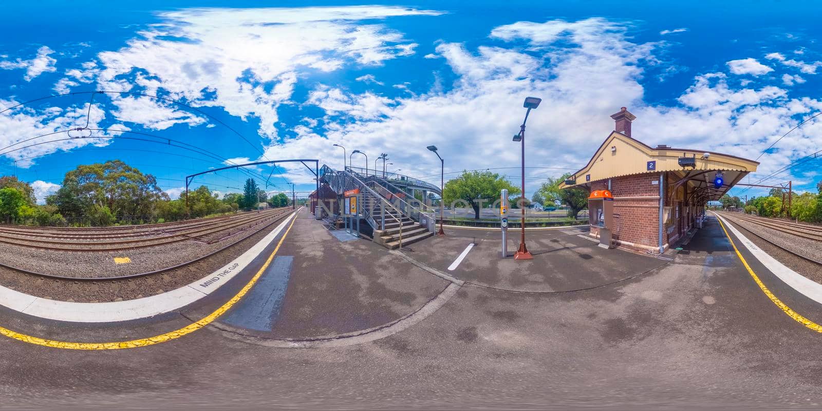 Spherical 360 panorama photograph of the Valley Heights Train Station by WittkePhotos