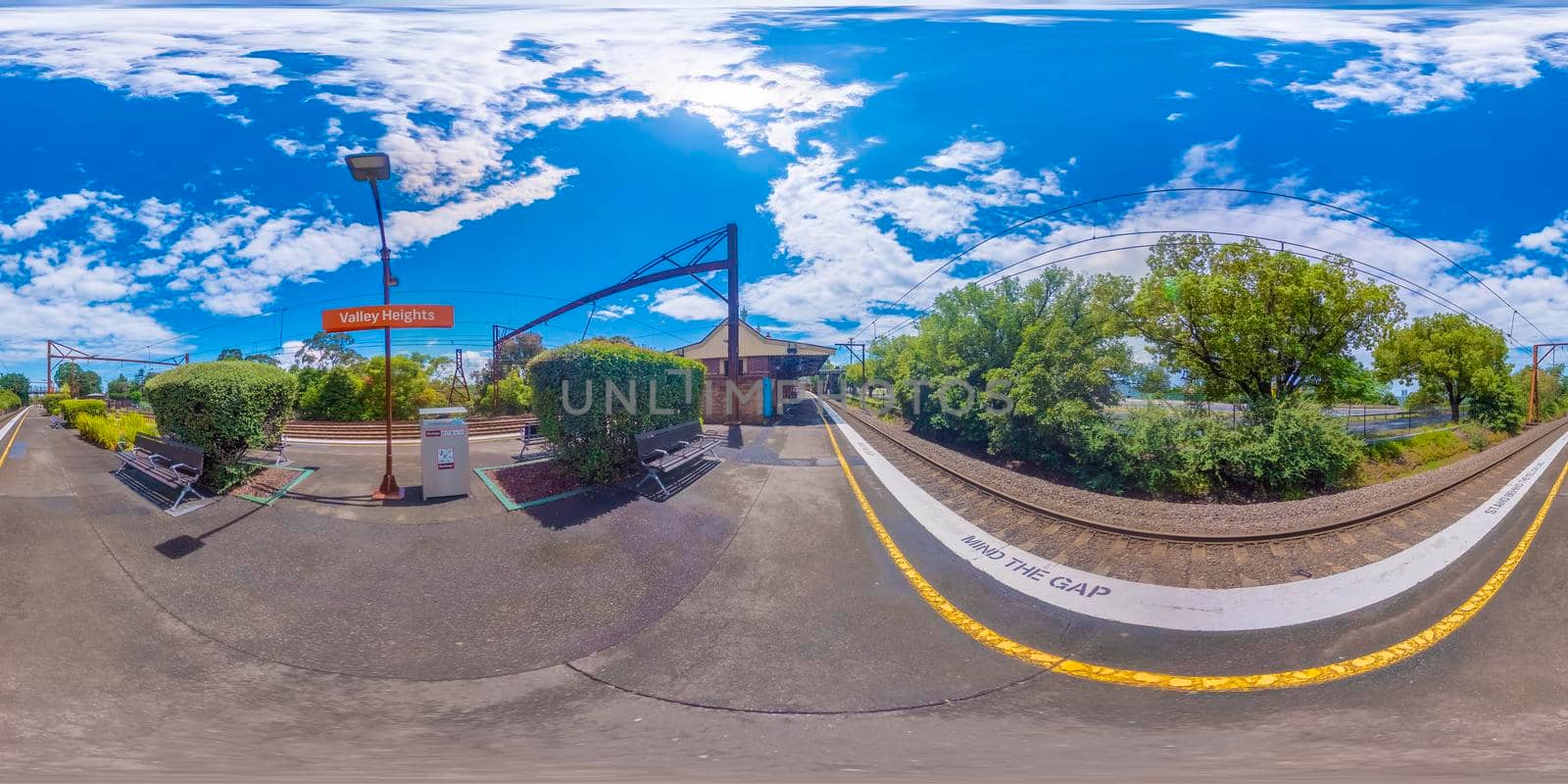 Spherical 360 panorama photograph of the Valley Heights Train Station by WittkePhotos