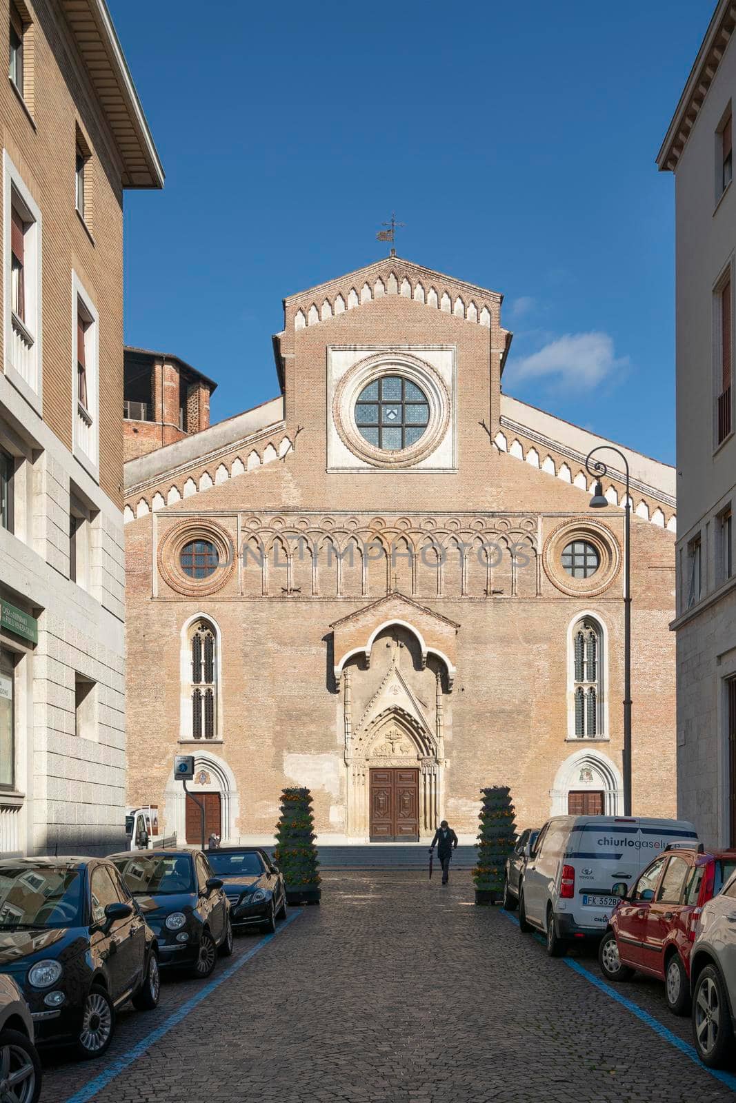 Udine, Italy. February 11, 2020.  the cathedral of St. Mary Annunziata in the city center