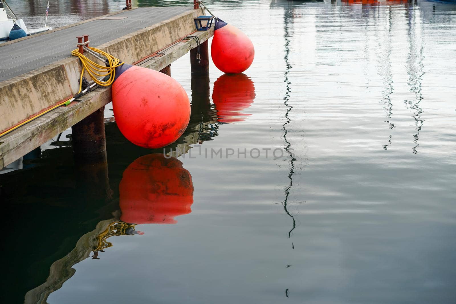 Berth on the background of the water surface. Vladivostok, Russia
