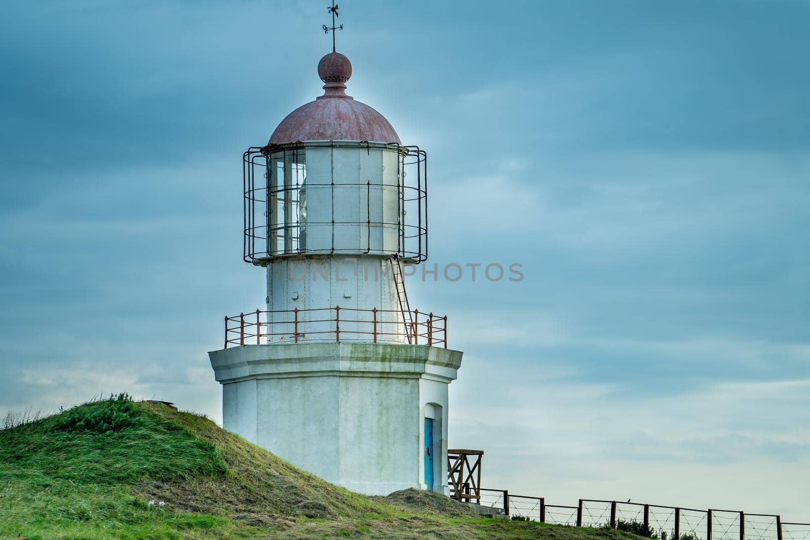 Landscape with a view of the lighthouse on Cape Pivoting. Primorsky Krai, Nakhodka