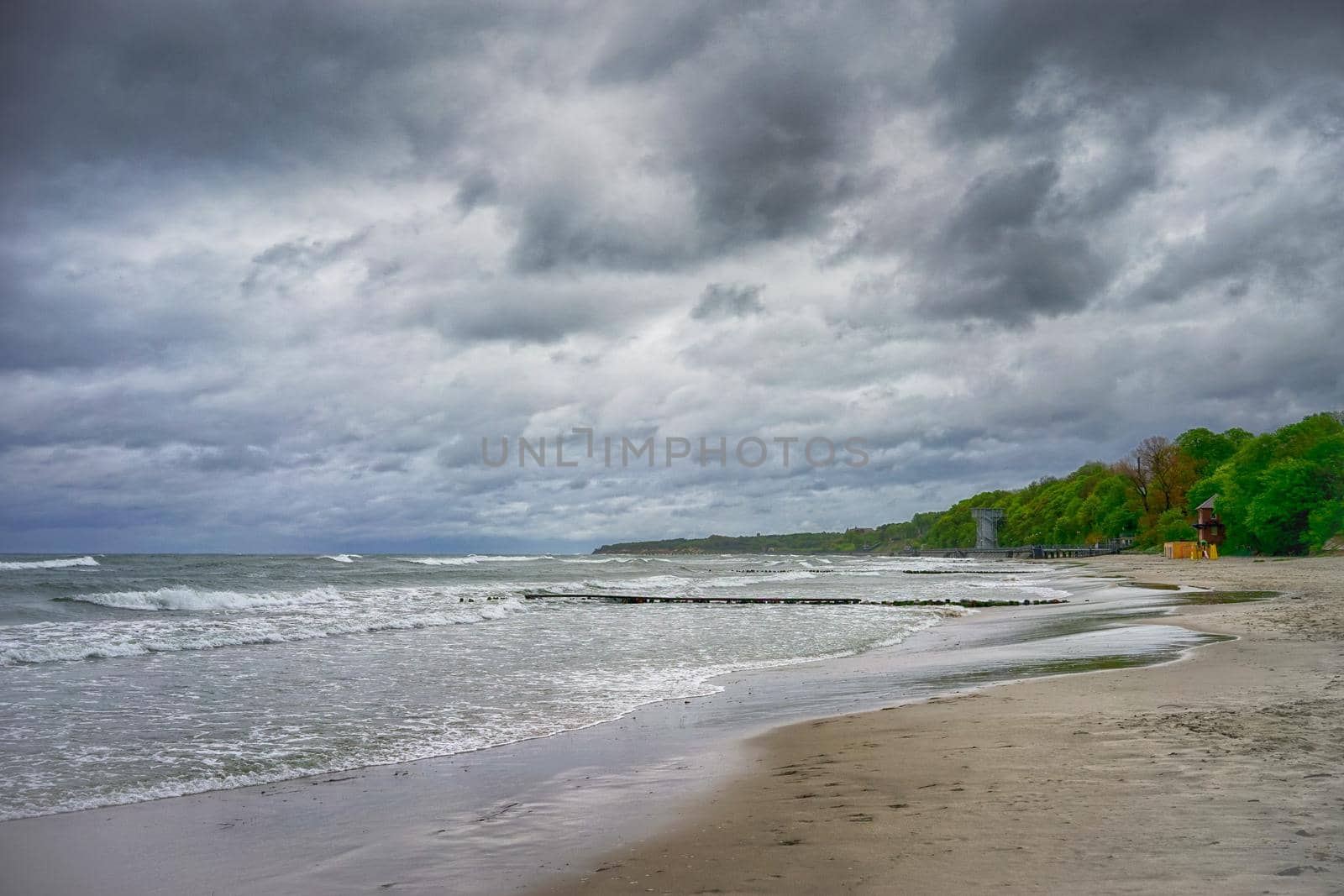 seascape on the Baltic sea in the cold spring weather