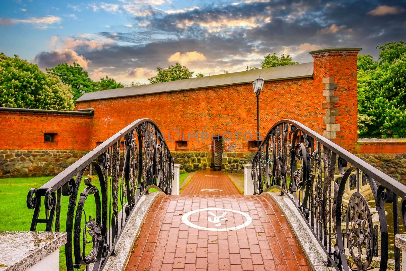 Landscape with a view of the fortress of Palmniken fortress. Kaliningrad, Russia