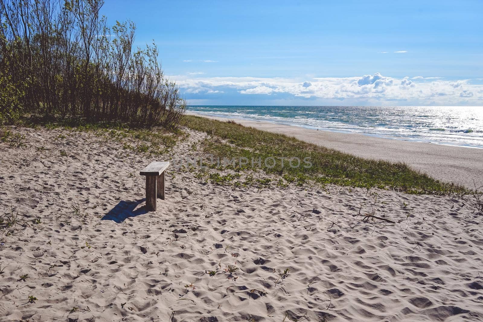 Seascape with coastline on the Curonian spit.