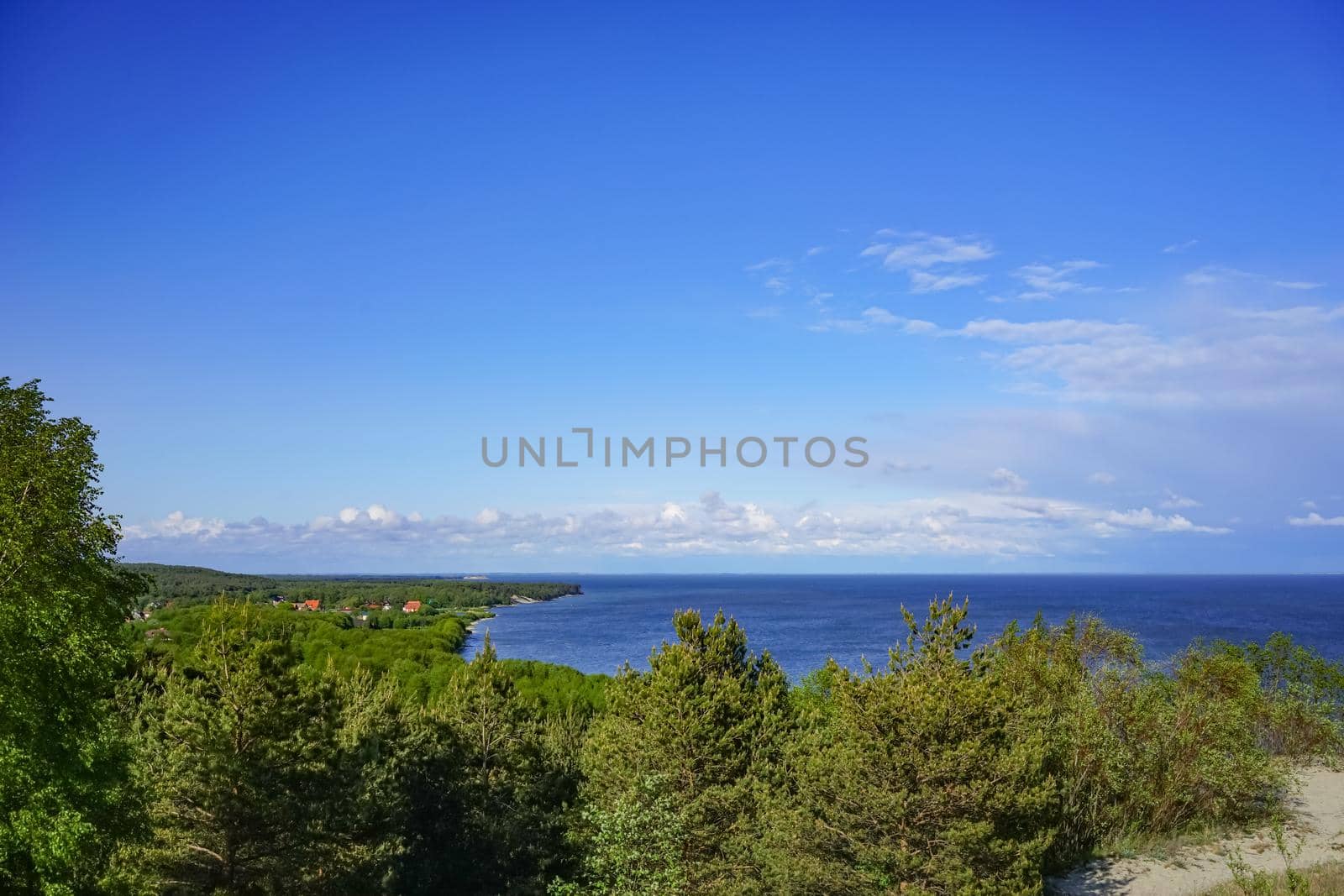 Sea landscape of the Baltic sea with coastal sand dunes of the Curonian spit. beauty of nature