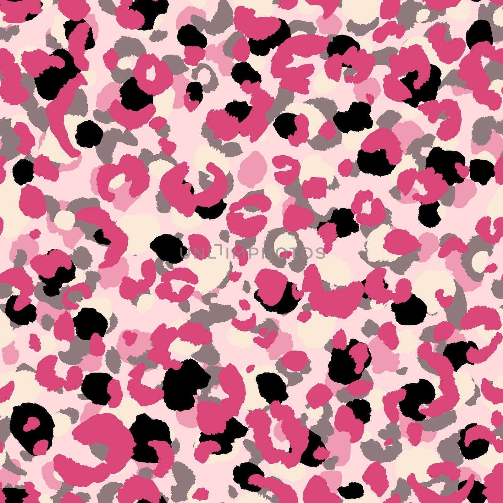 Abstract modern leopard seamless pattern. Animals trendy background. Pink and black decorative vector stock illustration for print, card, postcard, fabric, textile. Modern ornament of stylized skin.