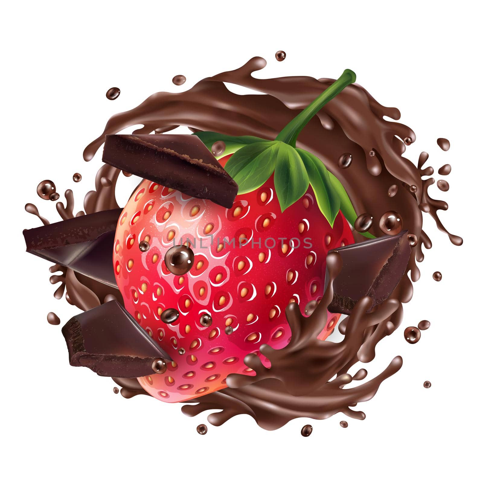 Strawberry with chocolate pieces and a splash of chocolate. by ConceptCafe