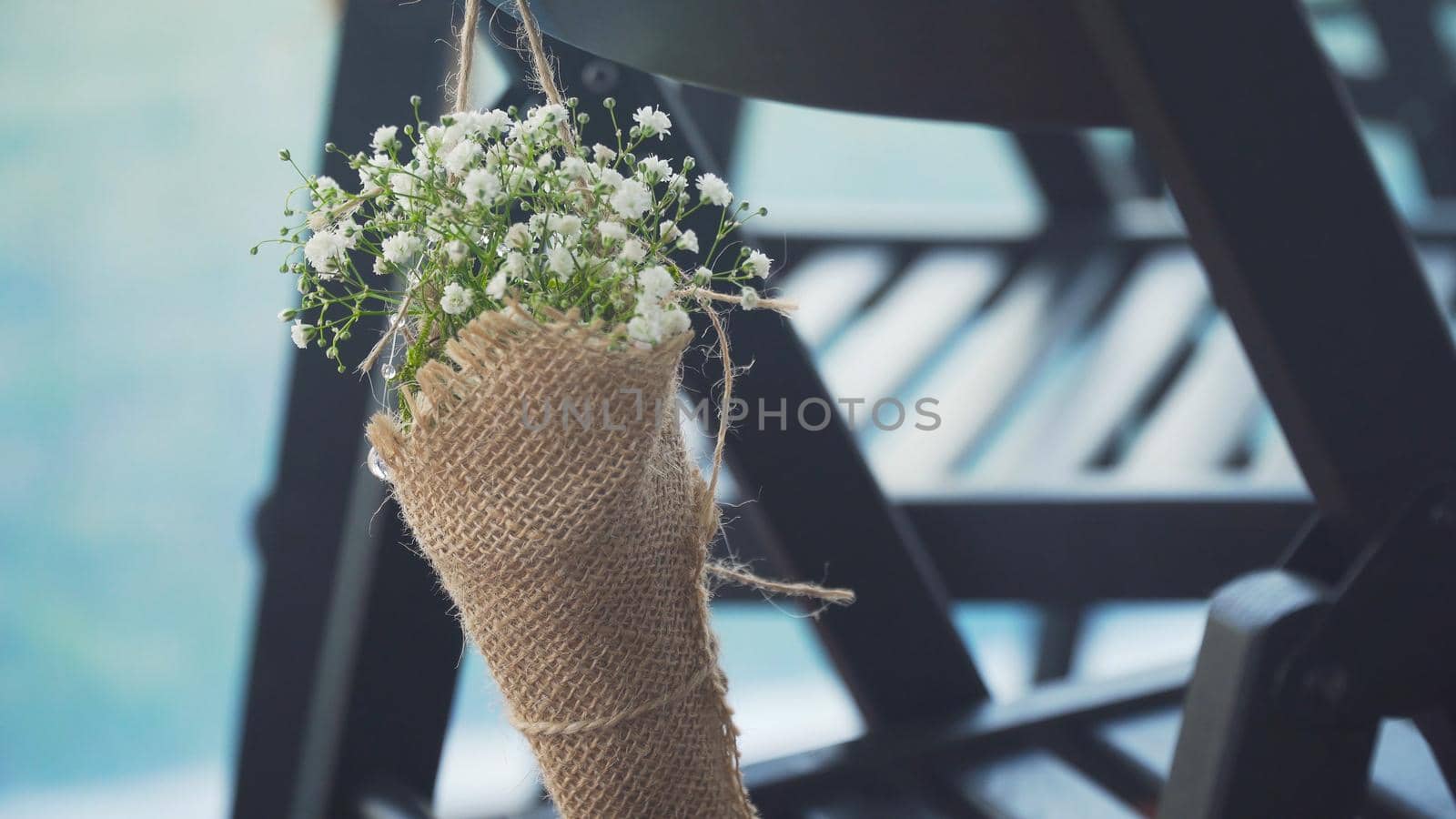 Wedding decorations with flowers. Wedding Ceremony Scene.