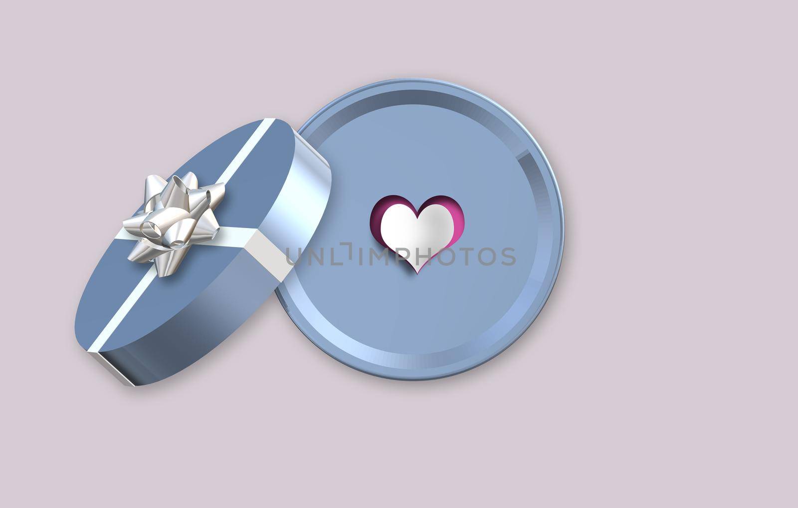 Happy Valentines day, gift box, heart. Love concept, Valentines design. Place for text, mock up 3D illustration