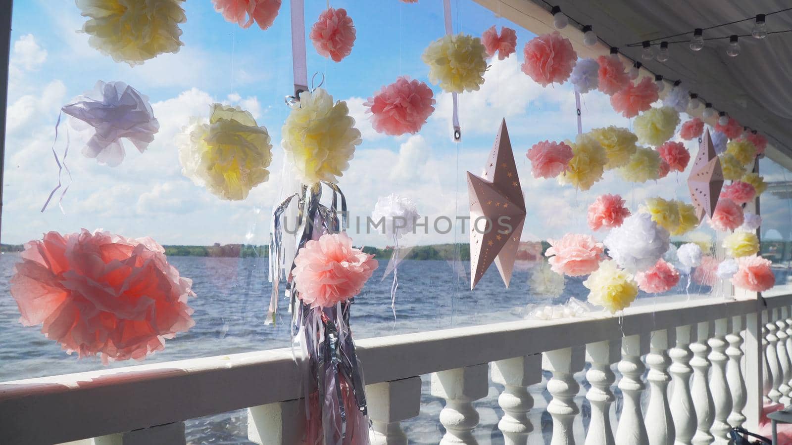 Wedding decorations. Wedding Ceremony Scene. Paper decorative applique