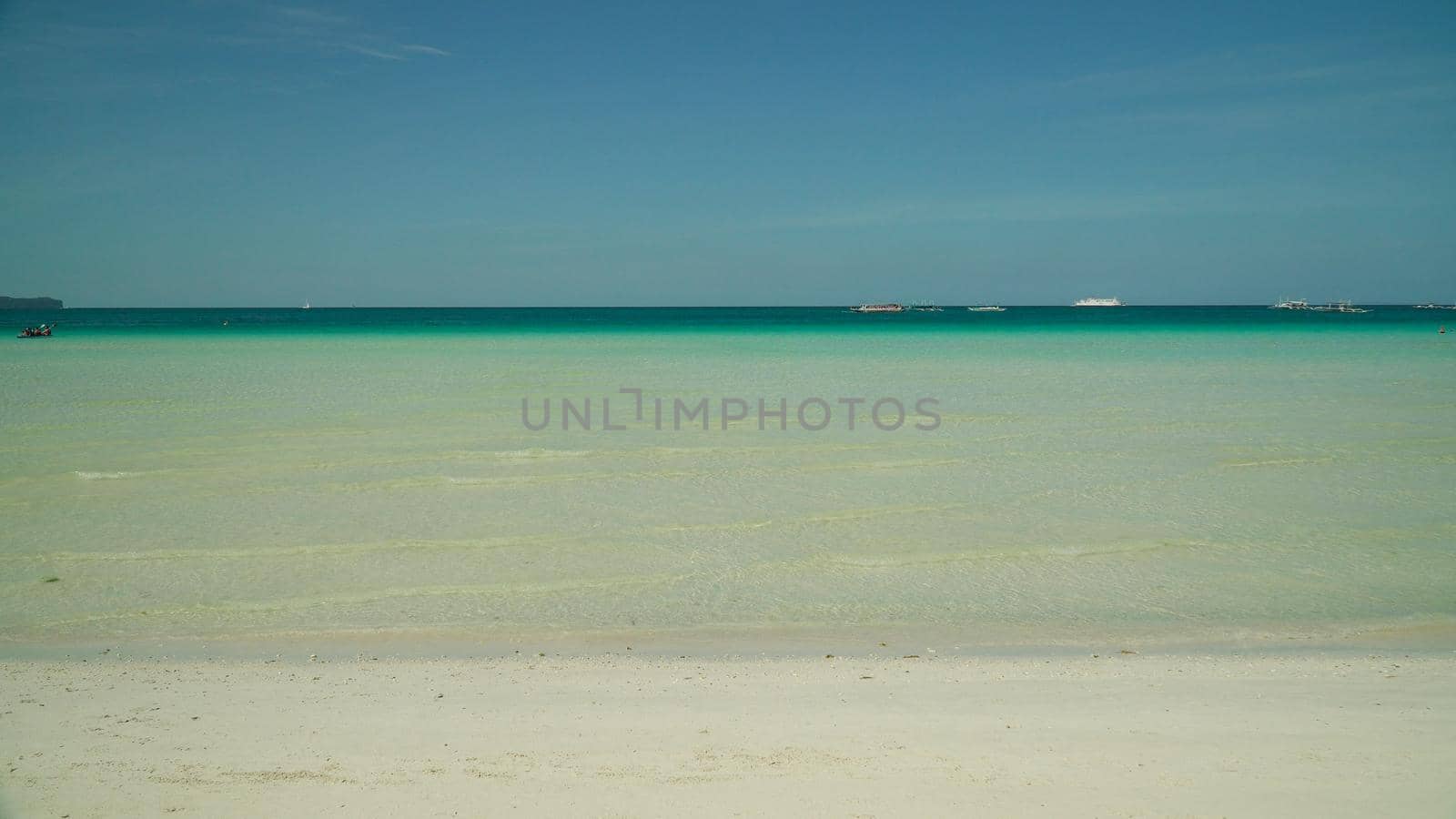 Tropical beach and turquoise water on the island of Boracay, Philippines. Summer and travel vacation concept. Boracay, Philippines
