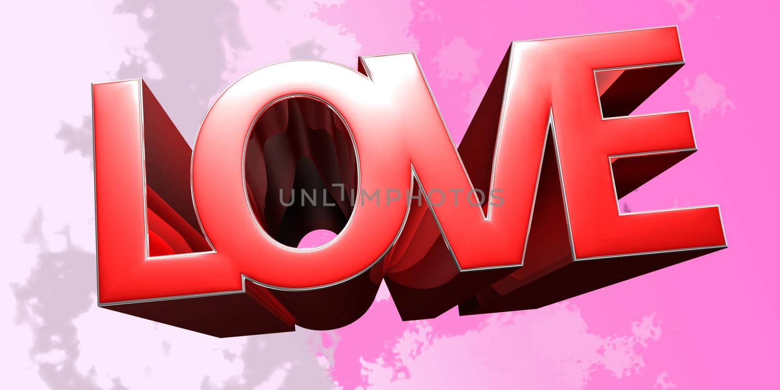 Love on white background illustration 3D rendering with clipping path.