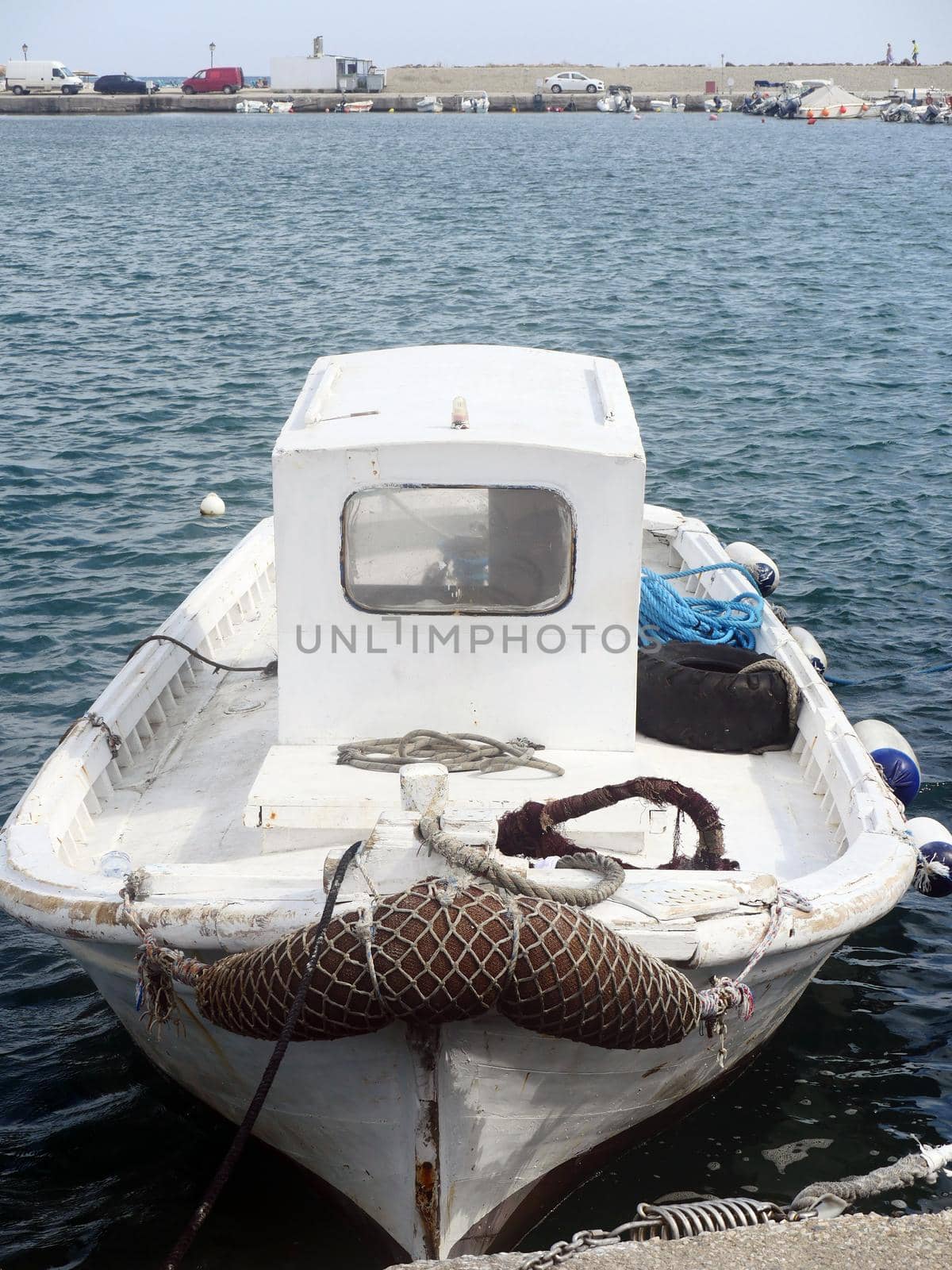 small fishing harbor on the port at sea