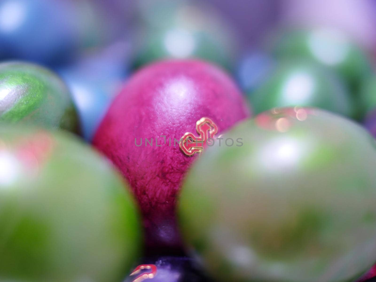 Easter eggs in color macro, close up