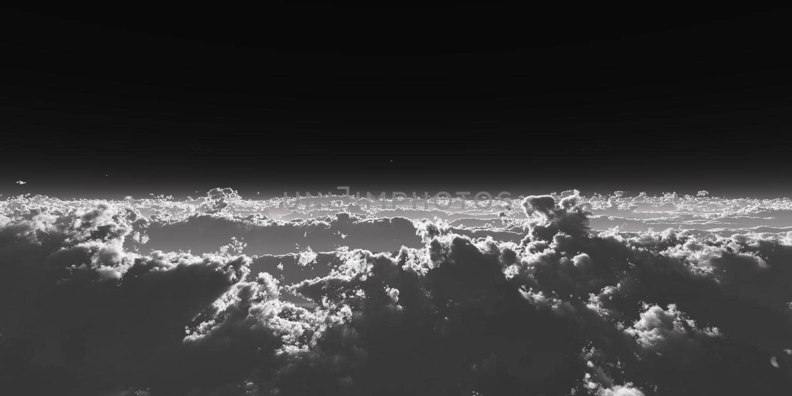 high stratosphere above clouds, 3d render illustration by alex_nako