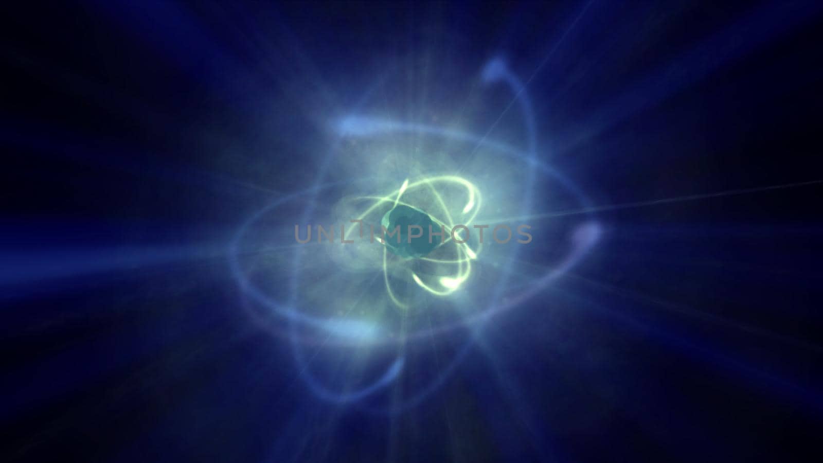 atom orbit abstract ray light, 3d render illustration