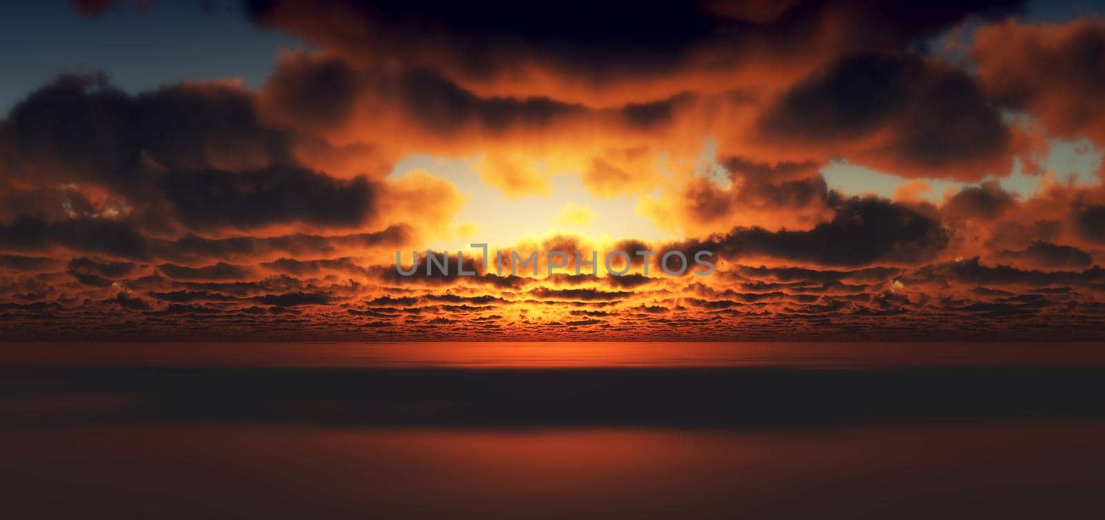 fly above clouds sunset 3d render illustration