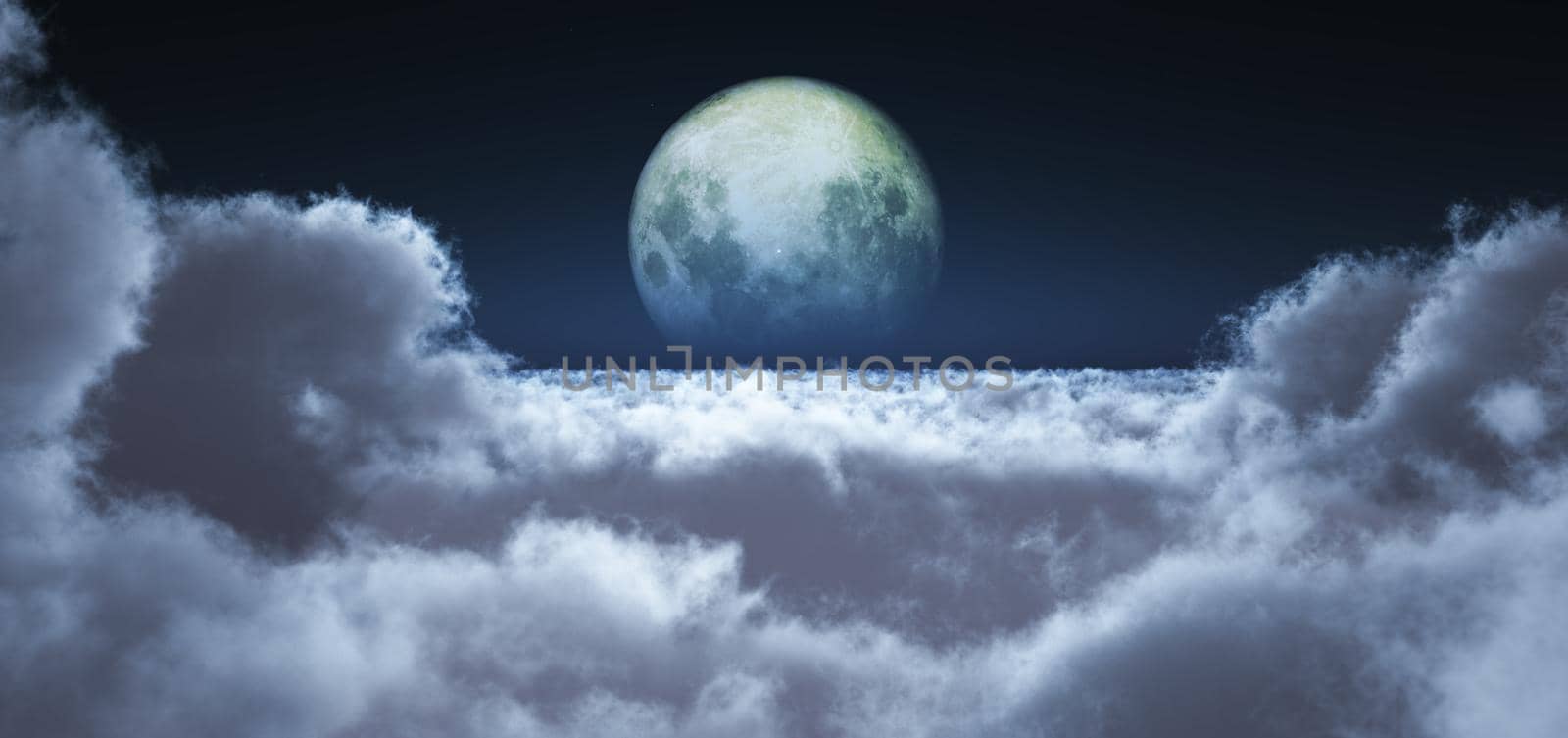 night fly above clouds full moon by alex_nako