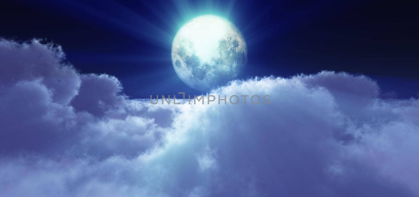 night fly above clouds full moon by alex_nako