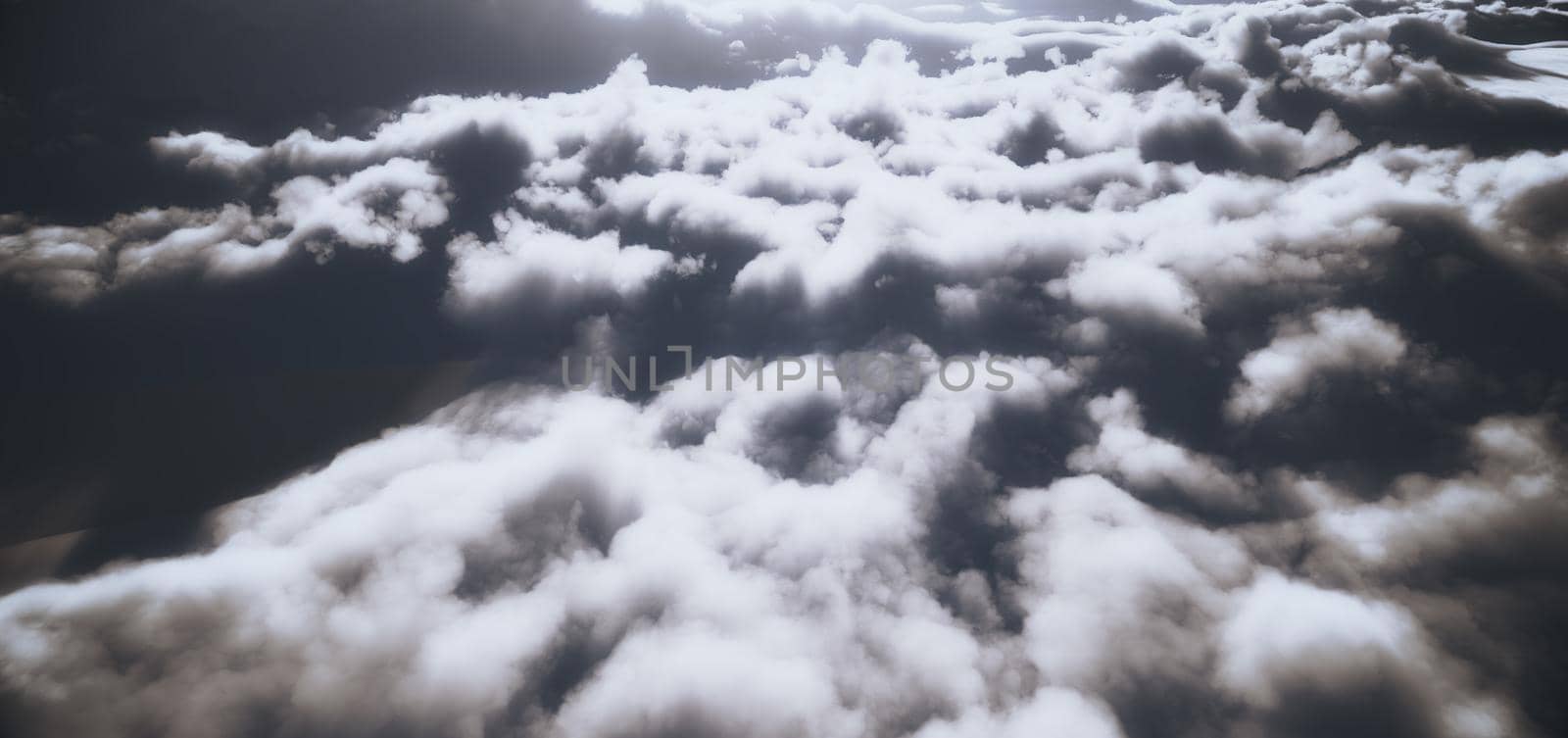 fly above clouds abstract, 3d render illustration