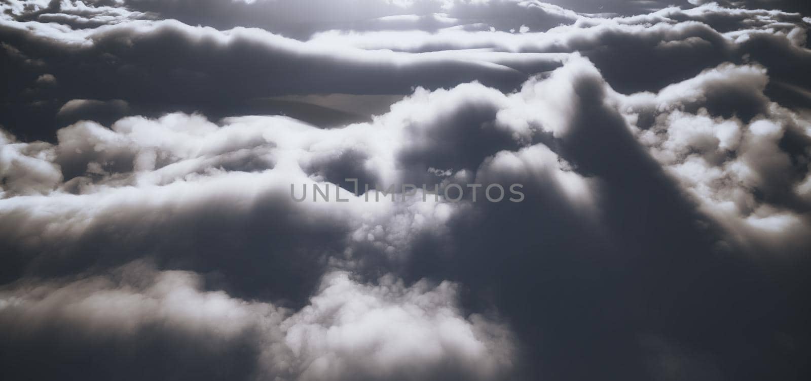 fly above clouds abstract, 3d render illustration