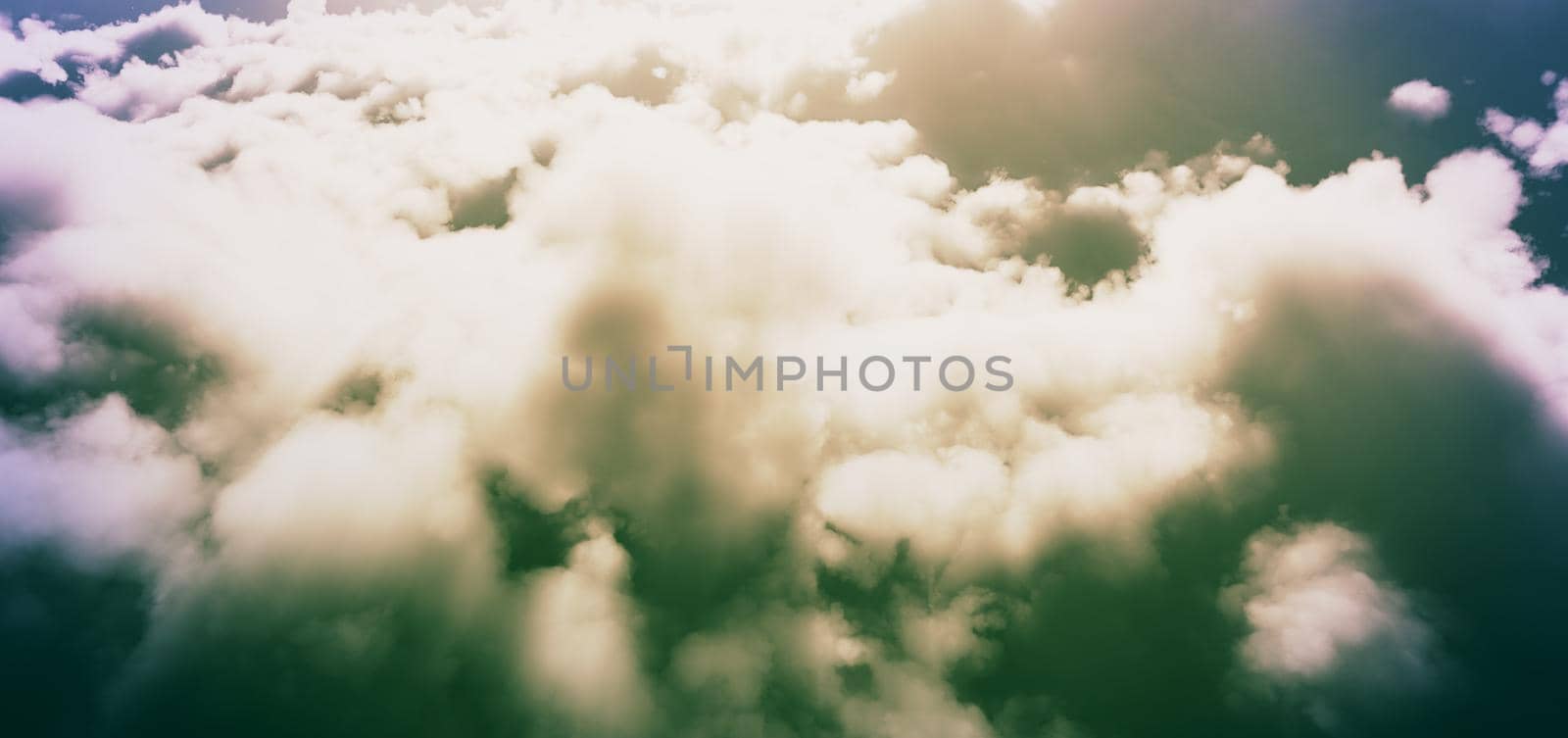 fly above clouds abstract, 3d render illustration