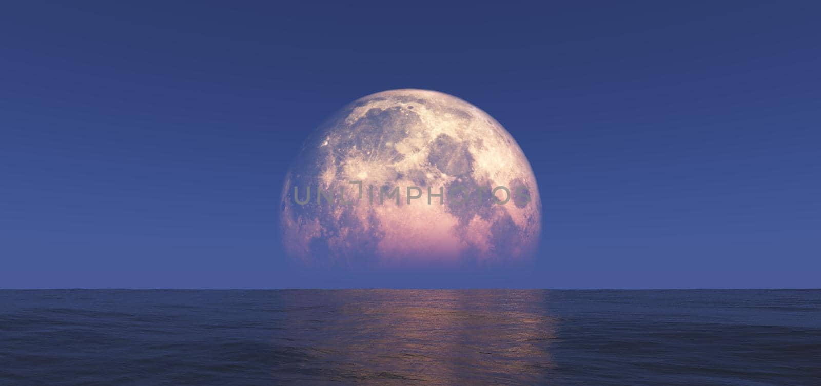 full moon at night abstract, 3d render illustration