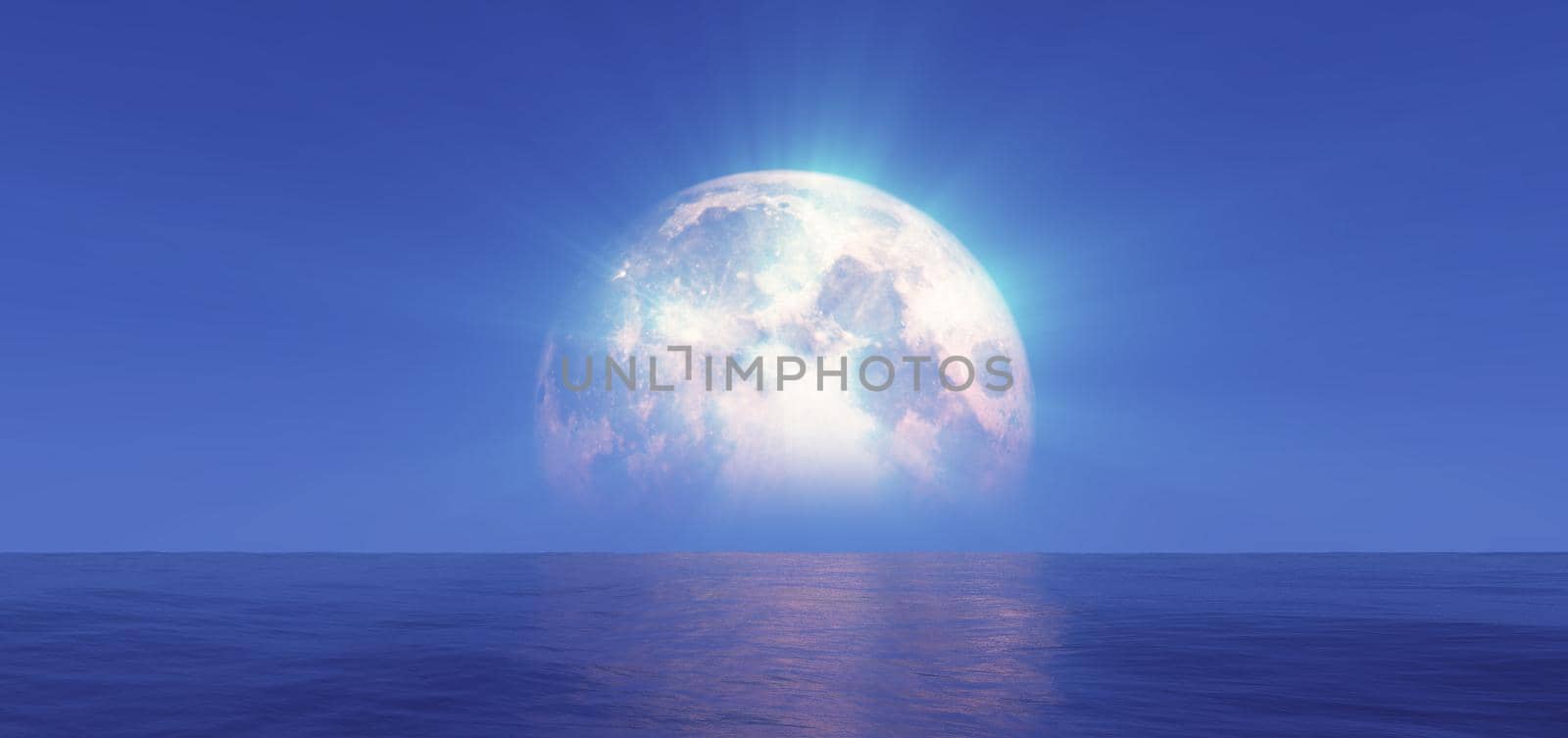 full moon at night abstract, 3d render illustration