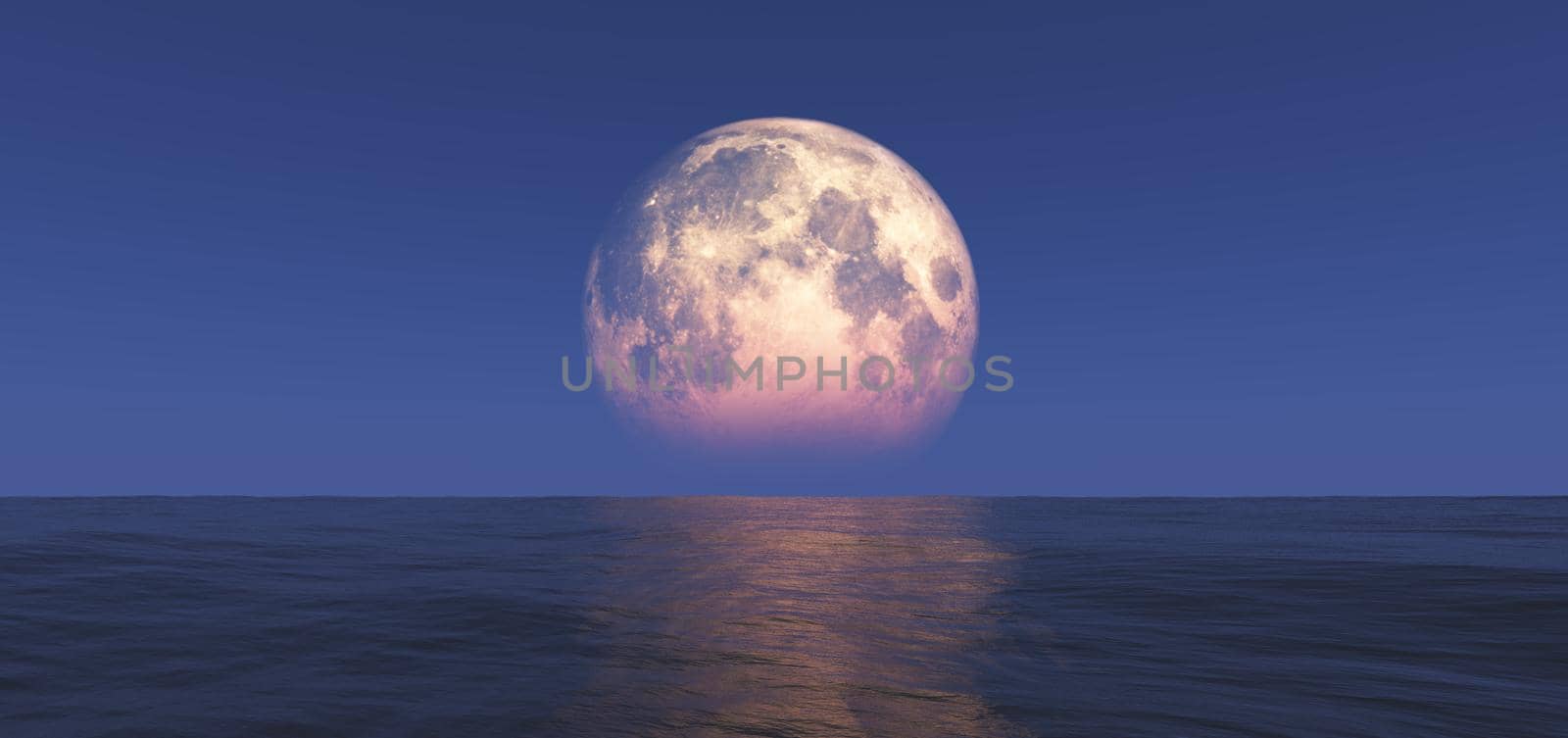 full moon at night abstract, 3d render illustration