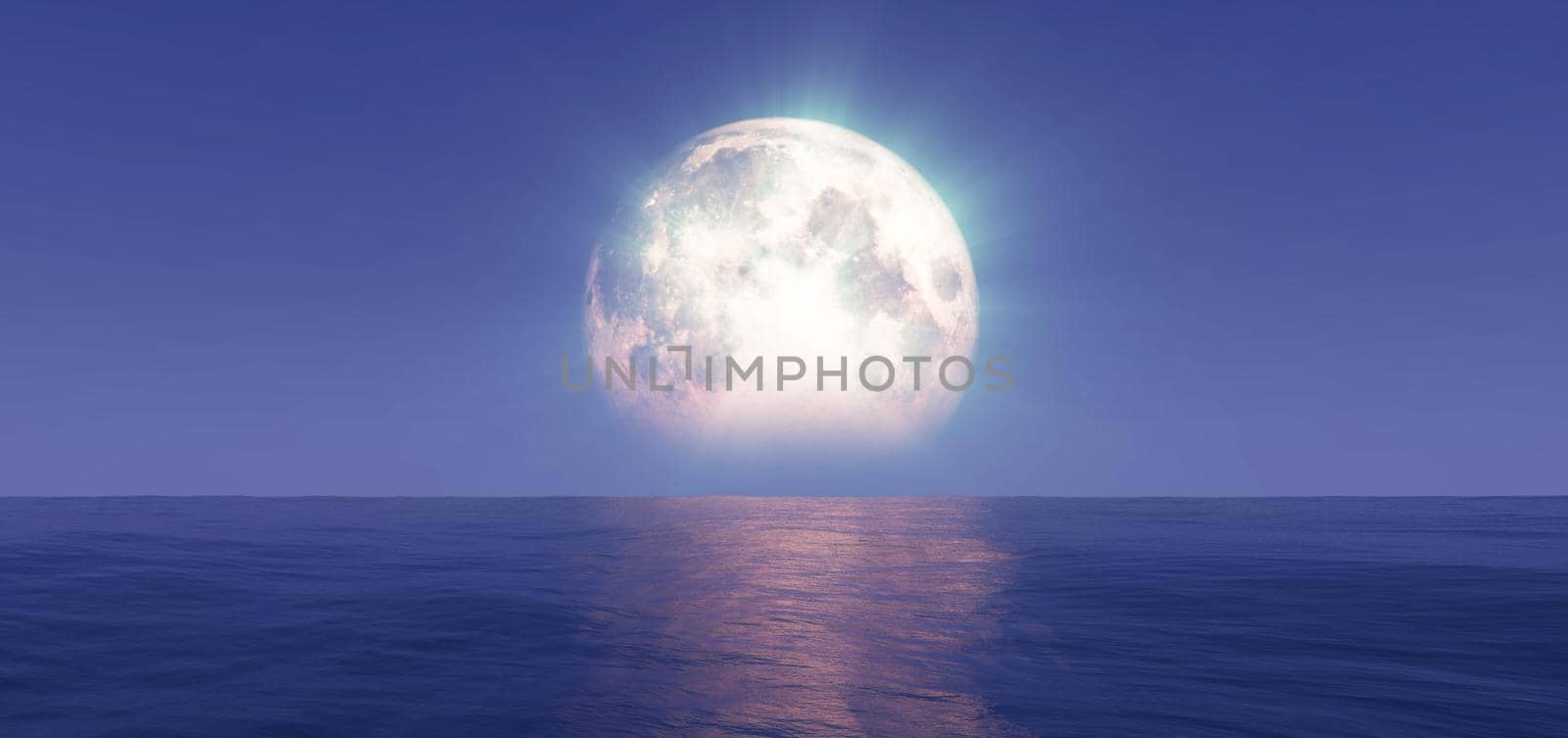 full moon at night abstract, 3d render illustration
