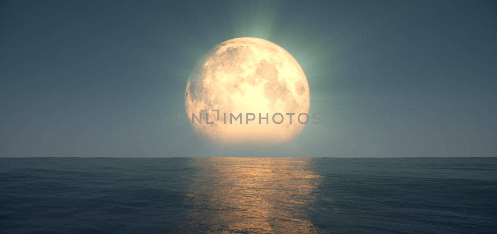 full moon at night abstract, 3d render illustration