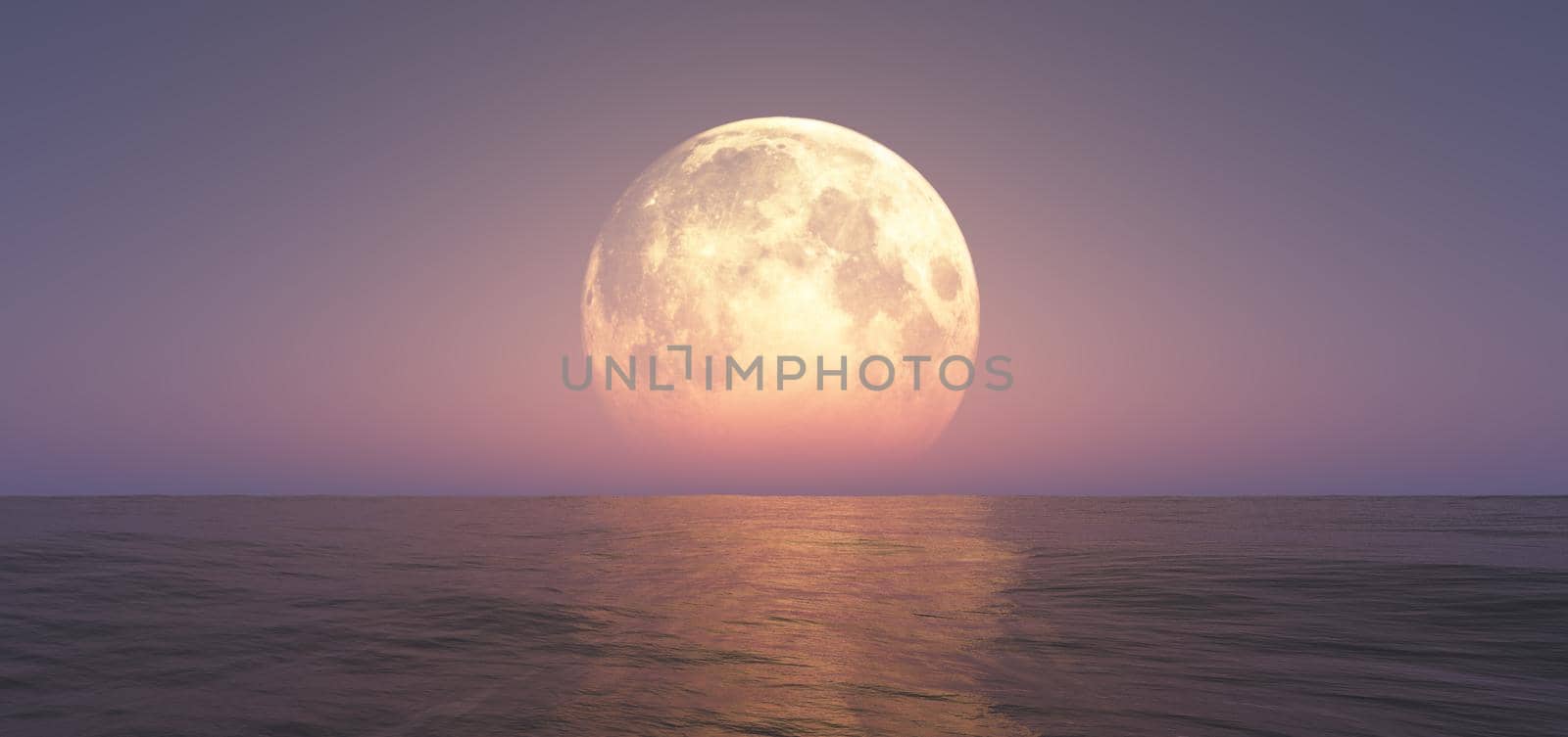 full moon at night abstract, 3d render illustration