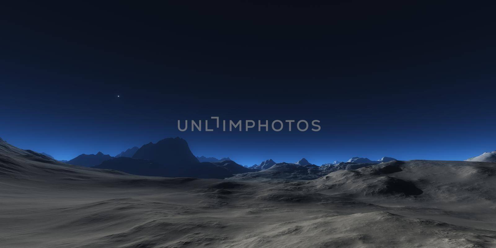 mountain plateau abstract landscape panorama, 3d render illustration