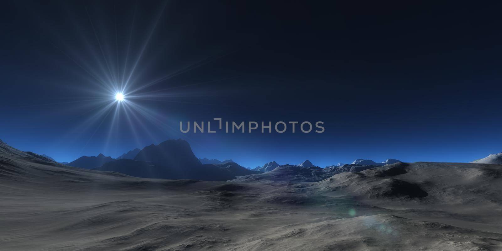 mountain plateau abstract landscape panorama, 3d render illustration