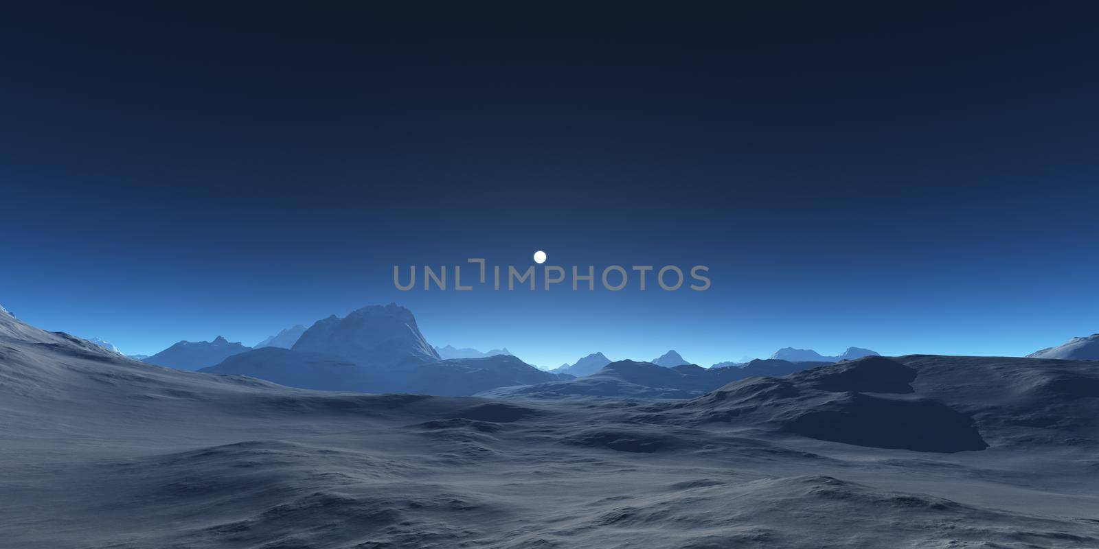 mountain plateau abstract landscape panorama, 3d render illustration