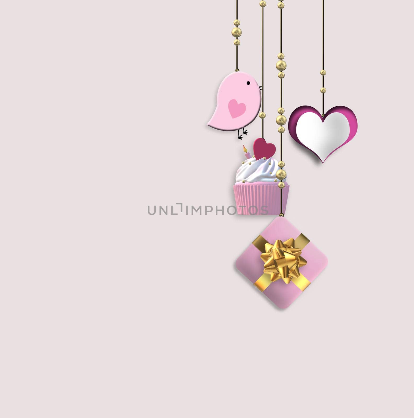 Valentine's card with hanging heart by NelliPolk