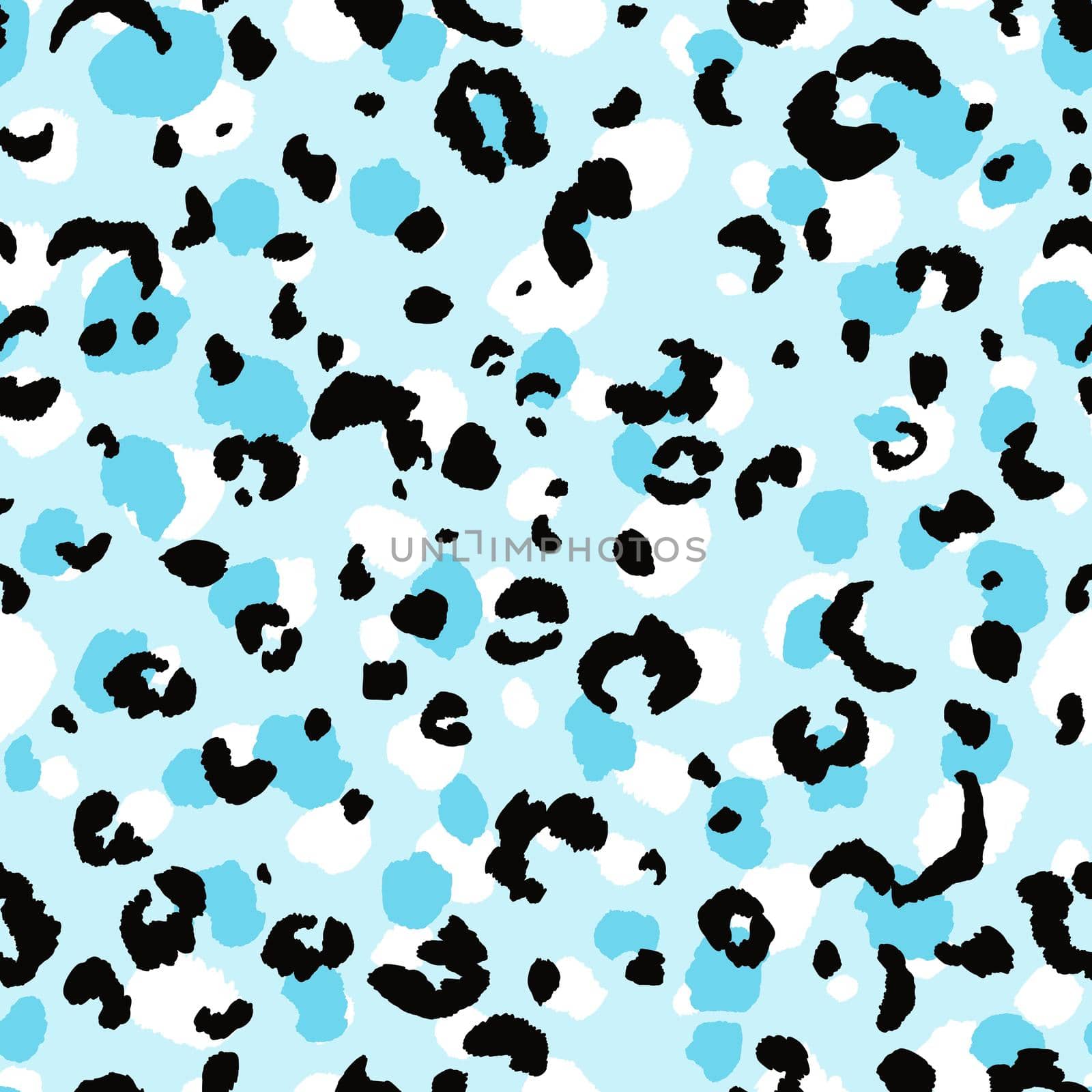 Abstract modern leopard seamless pattern. Animals trendy background. Blue and black decorative vector stock illustration for print, card, postcard, fabric, textile. Modern ornament of stylized skin. by allaku