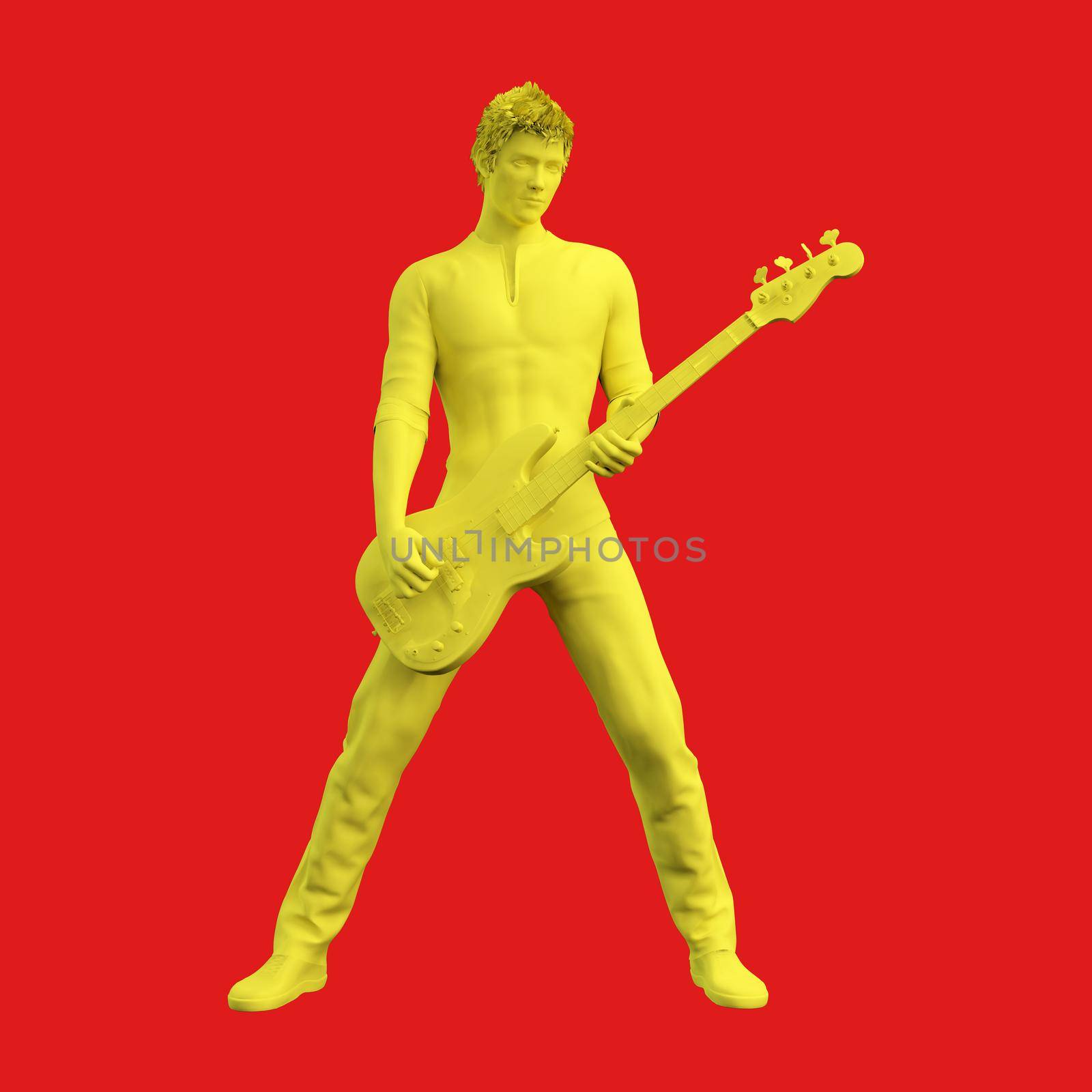 Bass Player Musician Playing in Concert Concept