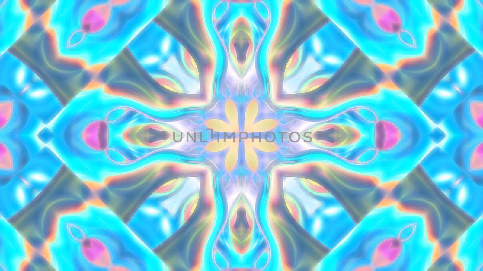 Abstract blue-pink background with a symmetrical pattern.